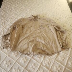Hisea Mens 3XL Beige Denim Duck Snap Closure Western Long Sleeved Shirt Cowboy